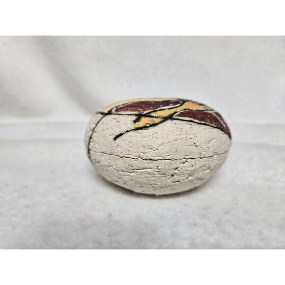 Handcrafted Abstract Ceramic Egg-Shaped Trinket Box with Lid in Earth Tones‎ - Picture 6 of 9